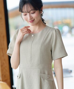 Tiaclasse 半袖サマーツイードワンピース ミント