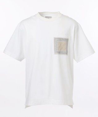 JOSEPH ABBOUD MOUNTAIN 【SPACE】OG綿スクエアドットプリント ポケTシャツ ホワイト系