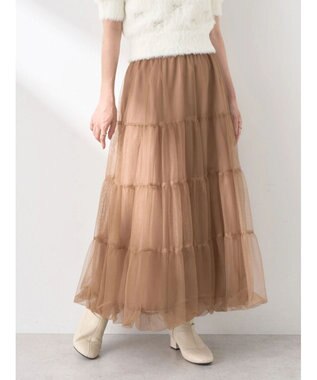 earth music&ecology チュールバルーンスカート Camel