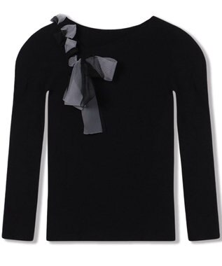 Chacott 【ノーソーイングニット】チュールリボンニットトップ