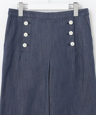 J.PRESS LADIES 【洗える】セルロースシャンブレー セミワイド マリン パンツ ブルー系