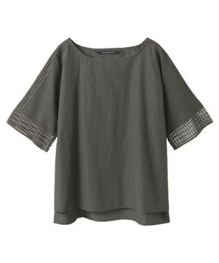 YECCA VECCA レースMIXドルマンブラウス Blue