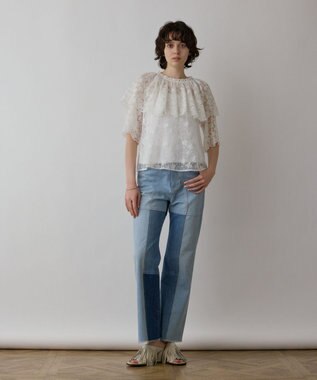 GRACE CONTINENTAL パッチワークデニムパンツ