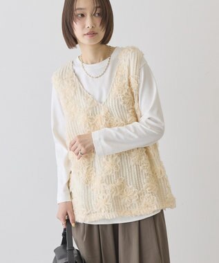 AMERICAN HOLIC 【選べる丈】Ｖネックレースベスト Ivory