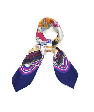 Marca ＜秋の新作！＞【 Marcaオリジナル】ボヤージュ 大判 シルクツイル スカーフ ネイビー