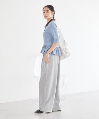 earth music&ecology ダブル衿ペプラムプルオーバー Sax