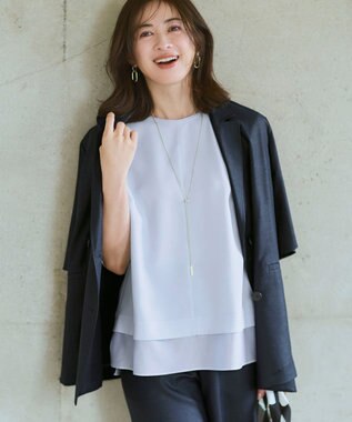 23区 【先行予約】リネンライクグロッシー ハーフスリーブ ダブル ジャケット