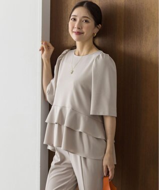 組曲 S ご好評につき追加生産【WEB限定】ジョーゼットジャージーティアード ブラウス ベージュ系