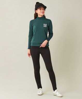 23区GOLF 【WOMEN】【吸湿発熱・ストレッチ】ストレッチ裏フリース レギパン ブラック系