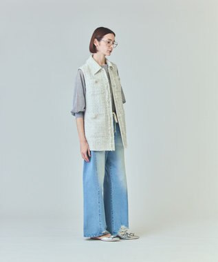 GRACE CONTINENTAL ツイードカバーオールジレ ホワイト