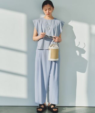 組曲 【先行予約】スムースクロス ラップ見えワイドパンツ