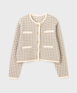 GRACE CONTINENTAL ツイードニットカーディガン キナリ