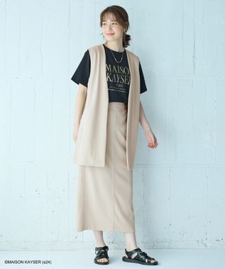 ANY 【MAISON KAYSERコラボ】箔プリントロゴ半袖Tシャツ ブラック×ゴールド