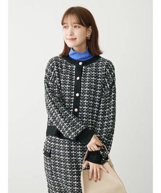 Green Parks ・ｆｕｒｒｙ　ｒａｔｅ　ツィードラメニットカーディガン Black