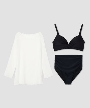 San-ai Resort（三愛水着楽園） 【WEB限定】シアー素材トップス3点セット水着 オフホワイト