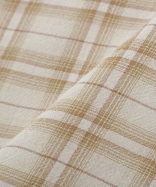 earth music&ecology シャーリングスリーブチェックシャツ Light Beige