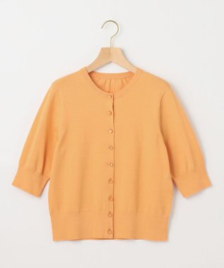 組曲 【5色展開・洗える】MINA半袖 カラーカーディガン オレンジ系