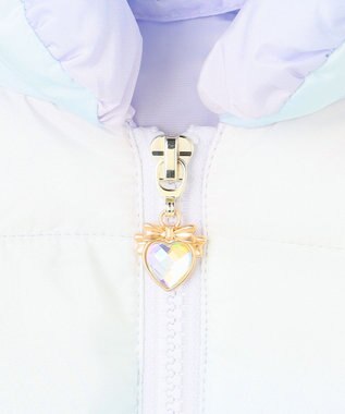 ANY KIDS 【フード取り外し/洗濯機可能】中綿フリル リボンコート レインボー