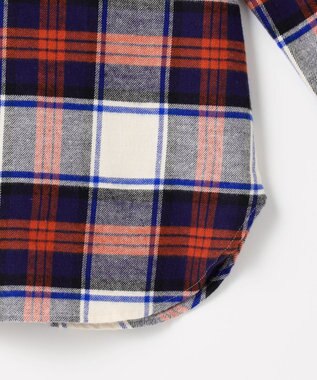 J.PRESS LADIES コットン起毛タータンチェック ショート丈 シャツ ブラウス オフ×ネイビー×レッドチェック系