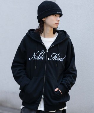 WEGO 【25年秋冬新作/ユニセックス着用ITEM/SMLサイズ展開】グラフィックロゴダブルZIPパーカー ブラック