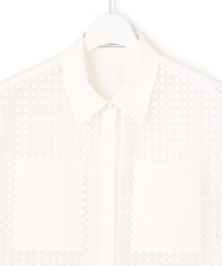 ICB L 【WEB＆一部店舗限定】 SustainableSquareLace フレンチスリーブシャツ オフホワイト