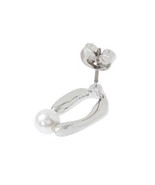 AMERICAN HOLIC パールオーバルフレームピアス Silver