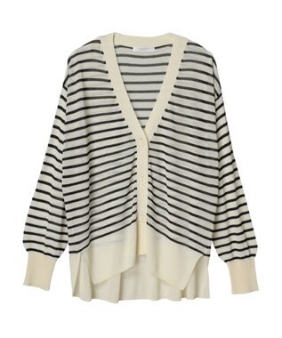 Green Parks さらっと　Ｖネックカーディガン Border