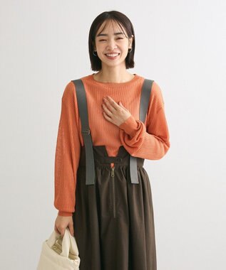 Green Parks ラメシアーリブニットプルオーバー Orange