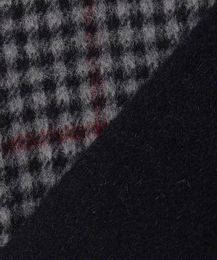 J.PRESS LADIES 【リバーシブル】ウールナイロンリバーチェック スタンドカラー コート ネイビー×チェック系