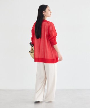 earth music&ecology シアーＶネックカーディガン Red