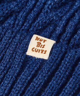 MIKI HOUSE HOT BISCUITS 【46-56cm】 ぼん天付きケーブル編みニット帽子 紺