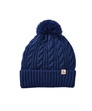 MIKI HOUSE HOT BISCUITS 【46-56cm】 ぼん天付きケーブル編みニット帽子 紺
