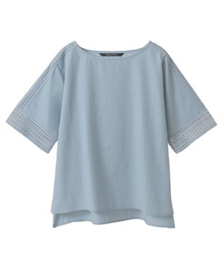 YECCA VECCA レースMIXドルマンブラウス Blue