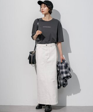 23区 【先行予約】ドロップショルダー メッセージ ロゴTシャツ グレー系