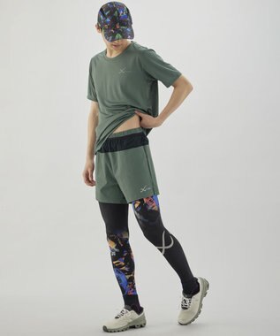 CW-X 【MEN】 CW-X トップス 【薄軽ランニングシャツ】 半袖 3分袖 Ｕネック 吸汗速乾性(本体) メンズ DLO155 /ワコール オリーブ