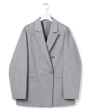 23区 L 【先行予約】スラブツイルストレッチ オーバーサイズ ダブルジャケット ネイビー系
