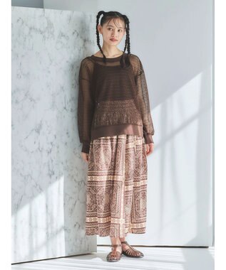 Green Parks ■ＥＳＣＡＲ　スカーフパネルｐｔギャザースカート Brown