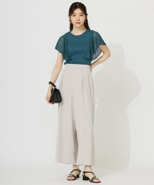 ANY SIS L 【洗える】レーシーフレアスリーブ ニット ディープグリーン