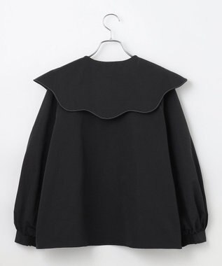 #Newans 【洗濯機可能/シワになりにくい】〈小柄さんにお勧め〉ウェービーカラーブラウス ブラック