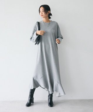 CRAFT STANDARD BOUTIQUE ライン入り裾フリルワンピース Gray Mixture