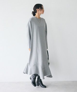 CRAFT STANDARD BOUTIQUE ライン入り裾フリルワンピース Gray Mixture