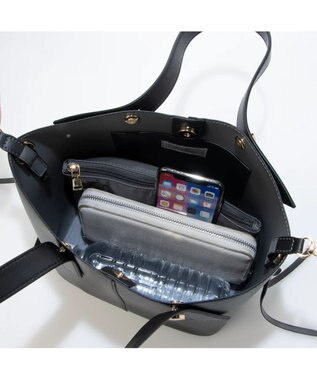 UNBILLION cachecache スタッズポイント両面合皮2wayトートバッグ ブラック