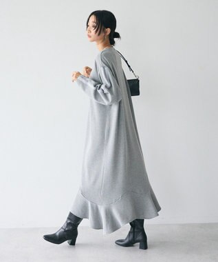 CRAFT STANDARD BOUTIQUE ライン入り裾フリルワンピース Gray Mixture