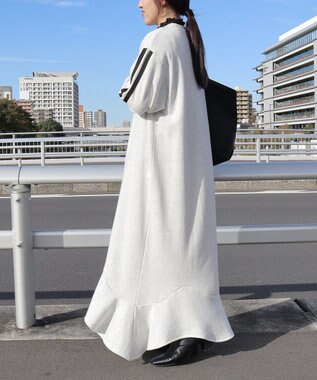 CRAFT STANDARD BOUTIQUE ライン入り裾フリルワンピース Oatmeal