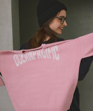 OP／FILA 【ocean pacific】ロゴ入りクルーニット ピンク