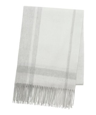 MOONBAT FURLA ウール混 超大判ラメ入りブロックチェックストールマフラー／幅70cm グレー