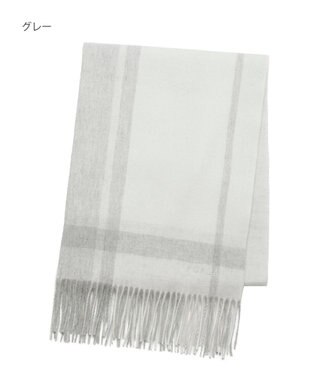 MOONBAT FURLA ウール混 超大判ラメ入りブロックチェックストールマフラー／幅70cm グレー