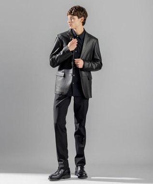 JOSEPH HOMME アロージャガードストレッチ　レギュラーカラーシャツ ブラック系