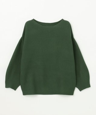 ANY 【洗濯機可】パフスリーブガーターニット モスグリーン