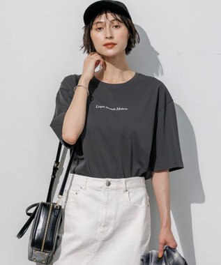 23区 【先行予約】ドロップショルダー メッセージ ロゴTシャツ グレー系